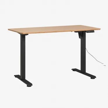 Escrivaninha Elevatória Elétrica Retangular Com Função De Memória Em Madeira E Ferro Serpi Castanho Roble & ↔︎ 120 Cm & Preto - Sklum