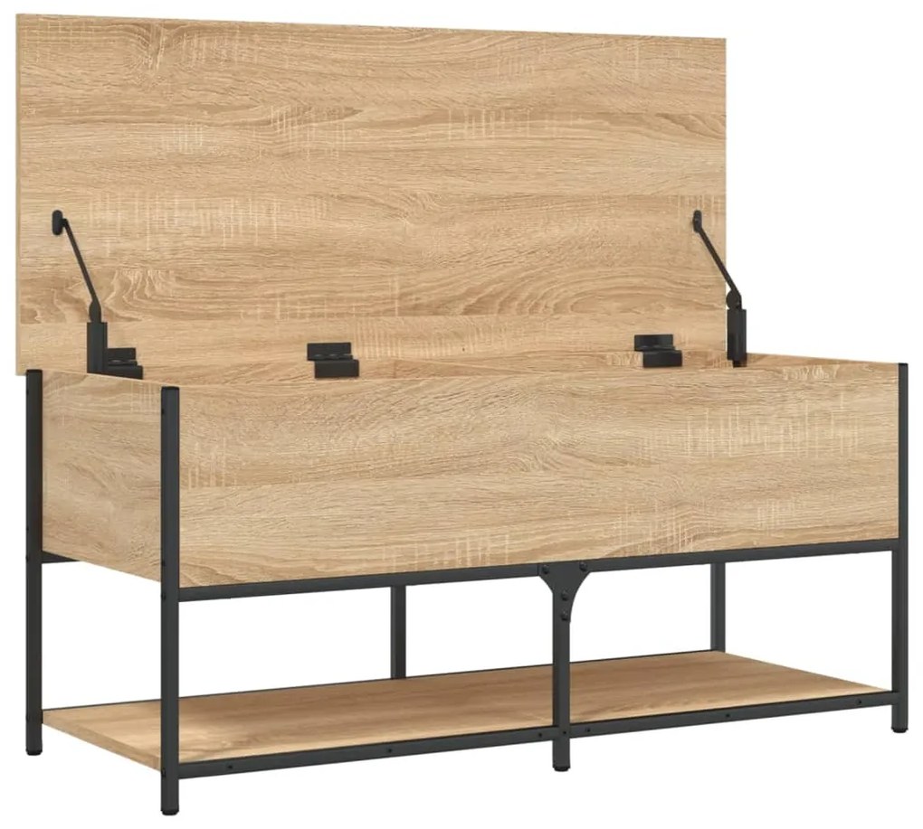 Banco arrumação 100x42,5x47cm derivados madeira carvalho sonoma