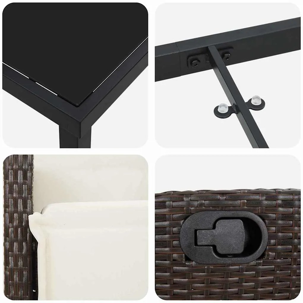 Conjunto de jantar de jardim com 5 peças em rattan poliéster marrom.