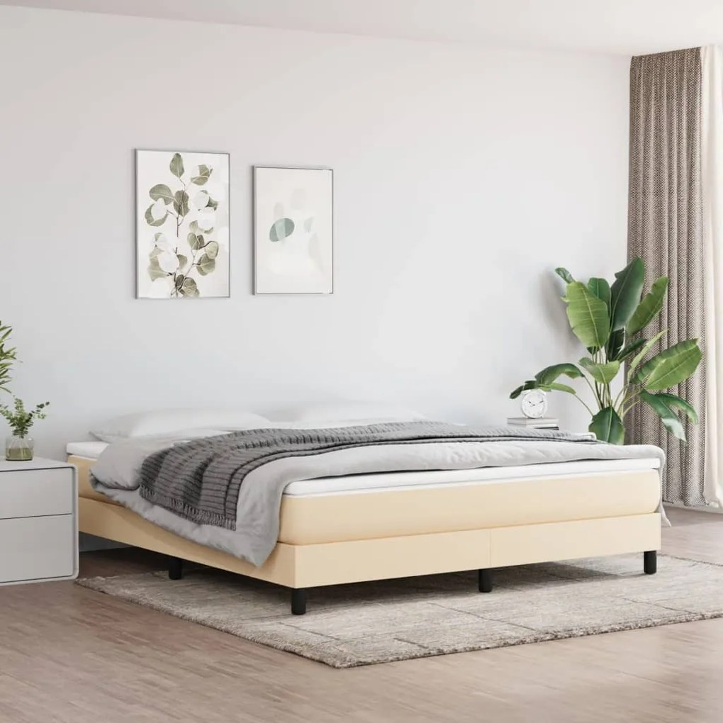 vidaXL Estrutura de cama com molas 160x200 cm tecido cor creme