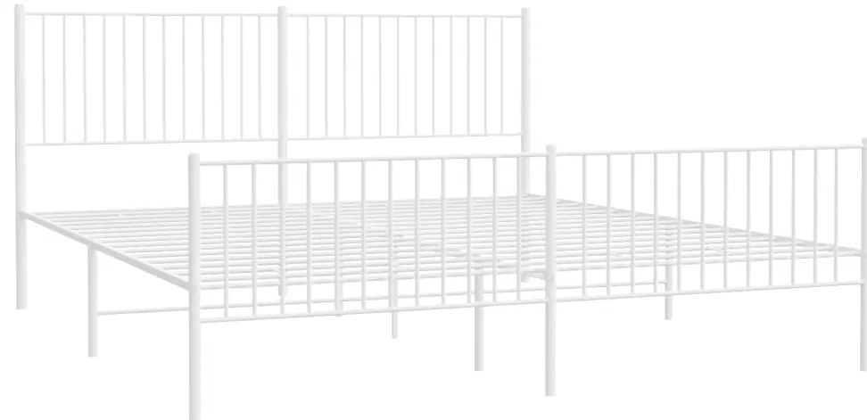 Estrutura de cama com cabeceira e pés 200x200 cm metal branco