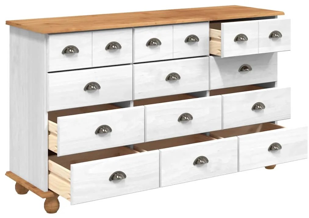 Cômoda "ASKIM" Branca 79x40x133.5 cm Madeira Maciça de Pinho