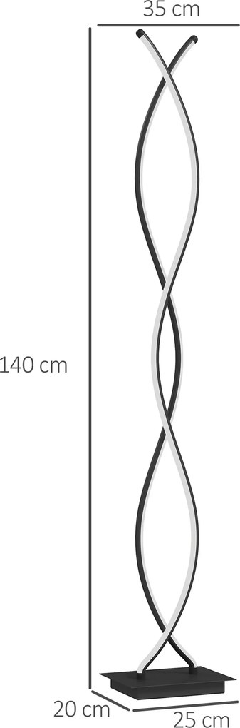 Candeeiro de pé para sala de estar, com 3 níveis de luminosidade reguláveis, espiral dupla e interruptor de pé, preto