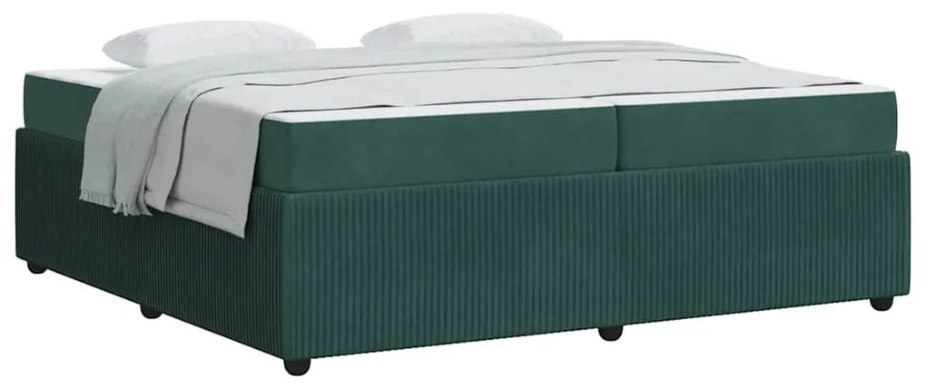 Estrutura de cama com colchão Verde-escuro 200 x 200 cm Veludo