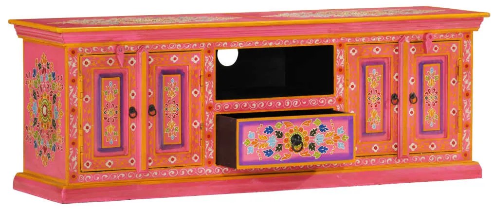Móvel de TV 110x30x40 cm madeira de mangueira maciça rosa