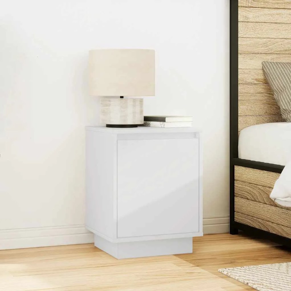 Mesas cabeceira c/ luzes LED 2 pcs 38x34x50 cm branco