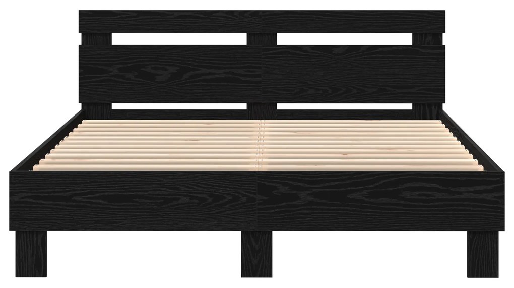 Estrutura de Cama Preta Carvalho Preto Madeira 140 x 190 cm