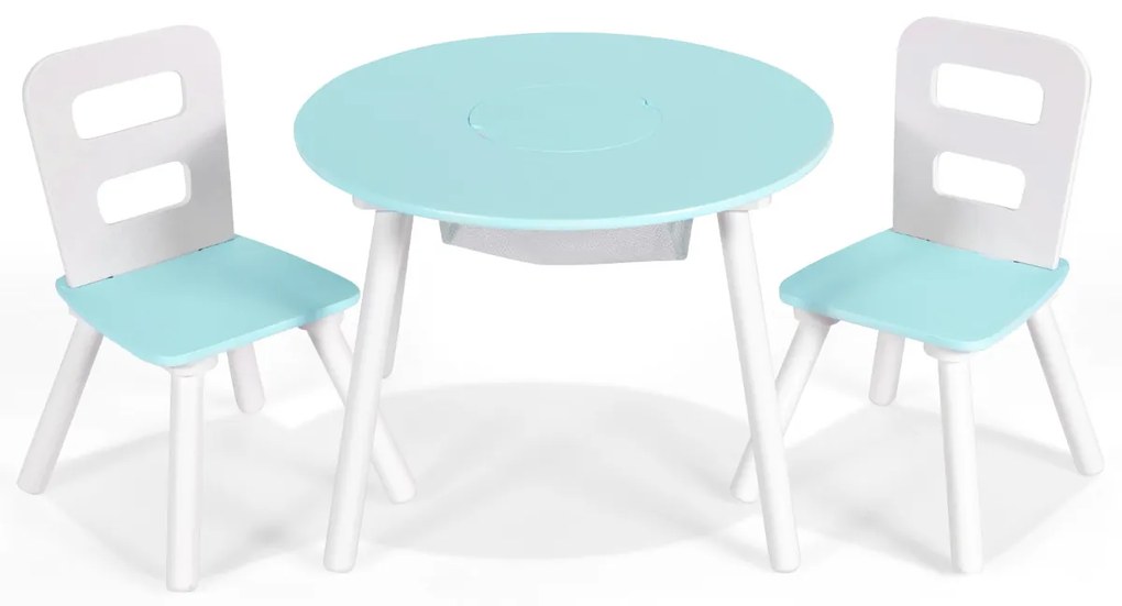 Conjunto de mesa e cadeira redonda para crianças Conjunto de 3 peças com mesa de actividades em madeira e centro de rede Verde Acessórios de decoração