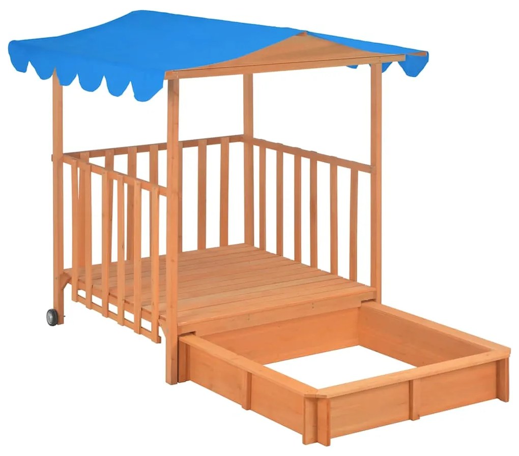 Casa de brincar infantil c/ caixa areia madeira abeto azul UV50