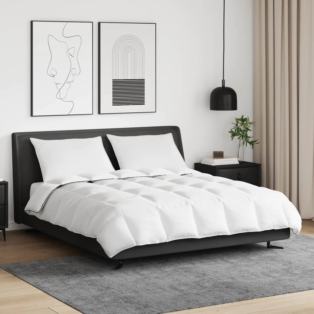 vidaXL Edredom de Inverno com travesseiro 3 pcs Branco Pena de ganso