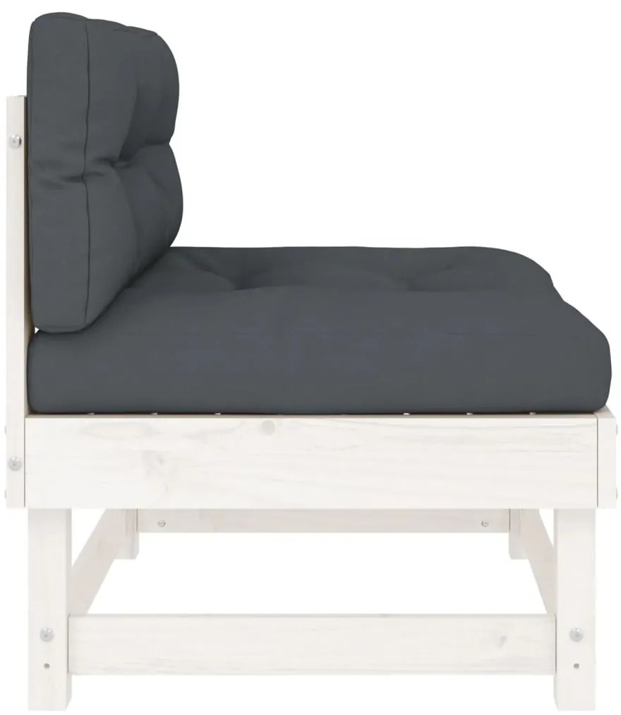 Sofás de centro com almofadões 2 pcs pinho maciço branco