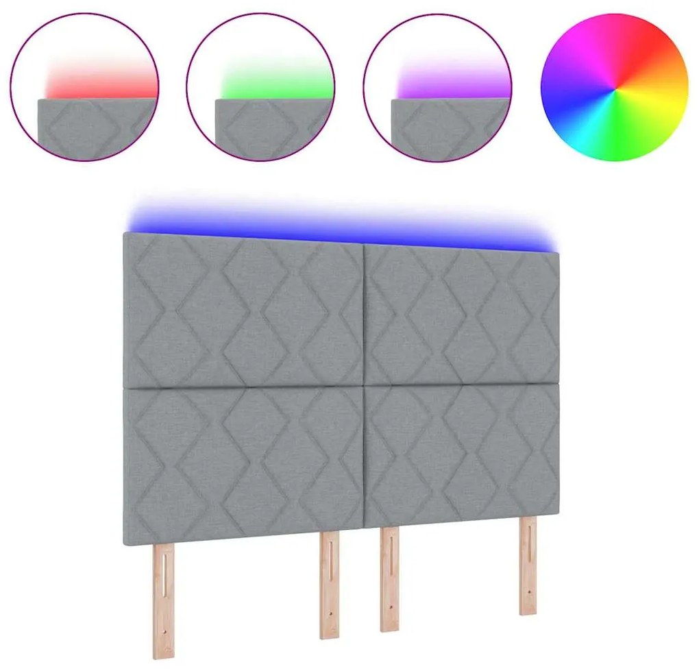 Cabeceira LED vidaXL Design Blocos de Diamante Cinza Claro 160 cm Teci