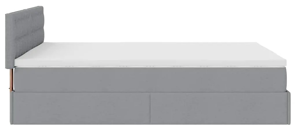 Cama otomana com colchão 140x190 cm tecido cinzento claro