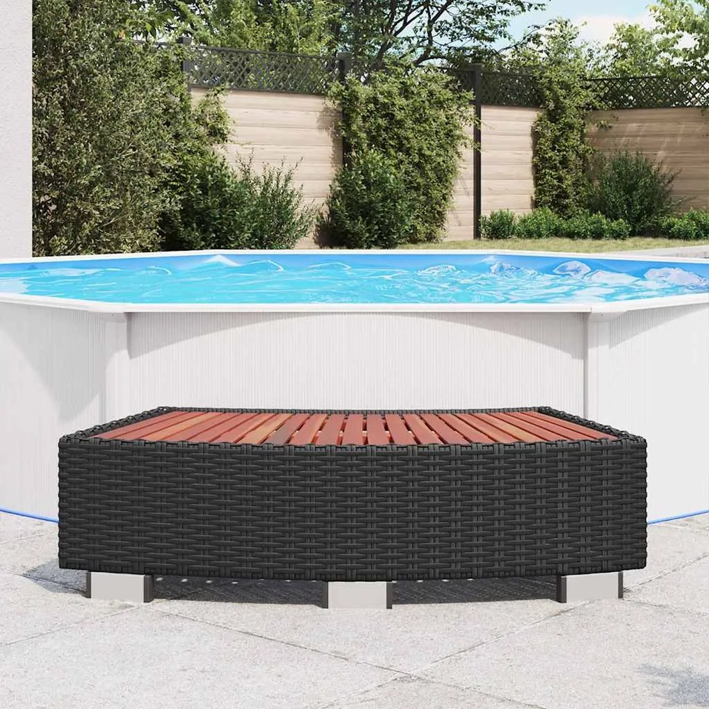 Degrau para spa em vime 92x45x25 cm preto