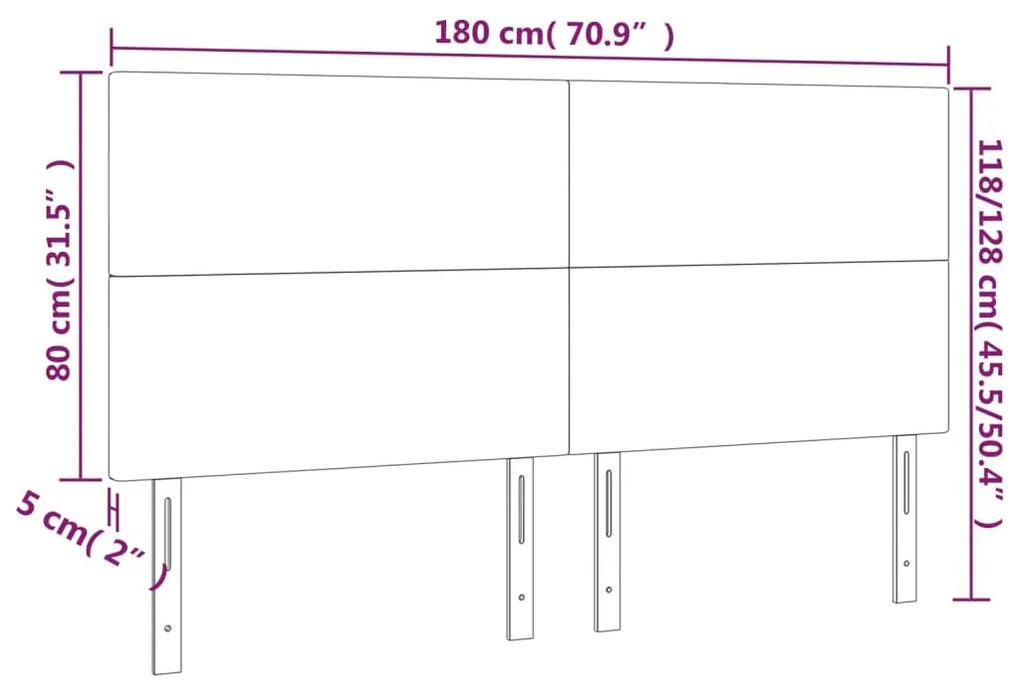 Cabeceira de cama 4 pcs veludo 90x5x78/88 cm rosa