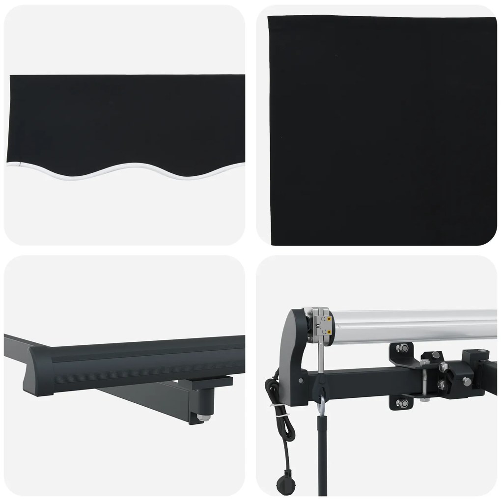 Toldo Retrátil Automático vidaXL Preto 600x350 cm
