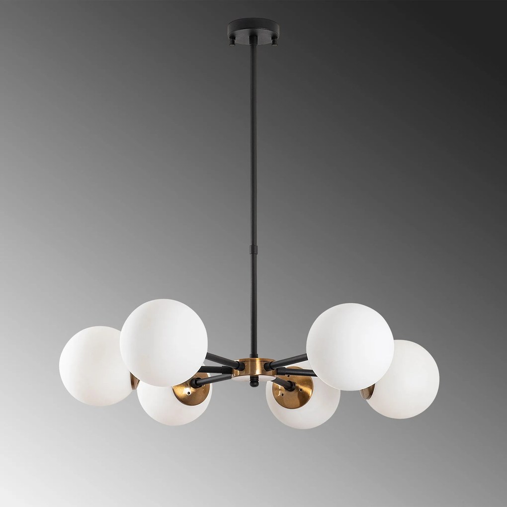 Candeeiro de Teto Akkas – Preto e Creme Envelhecido – 73 x 73 x 35-72