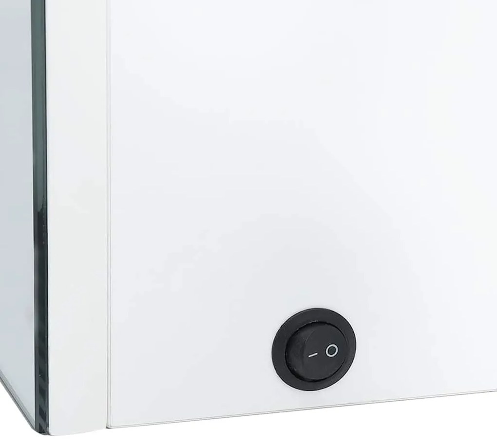 Armário espelhado casa de banho LED 89x14x62cm branco brilhante