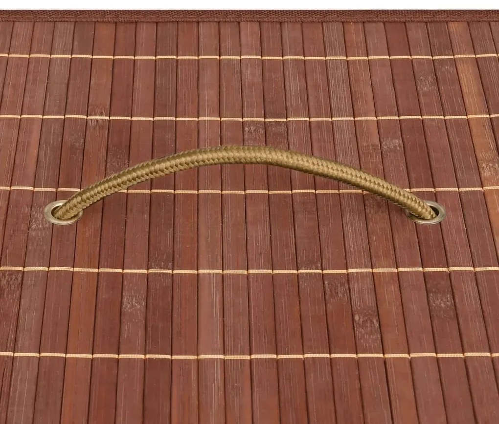 Cesto para roupa suja c/ 2 secções 100 L bambu castanho