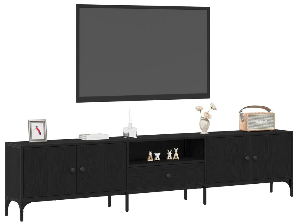 Armário para TV vidaXL com Gaveta Preto Carvalho 200x25x44 cm Madeira