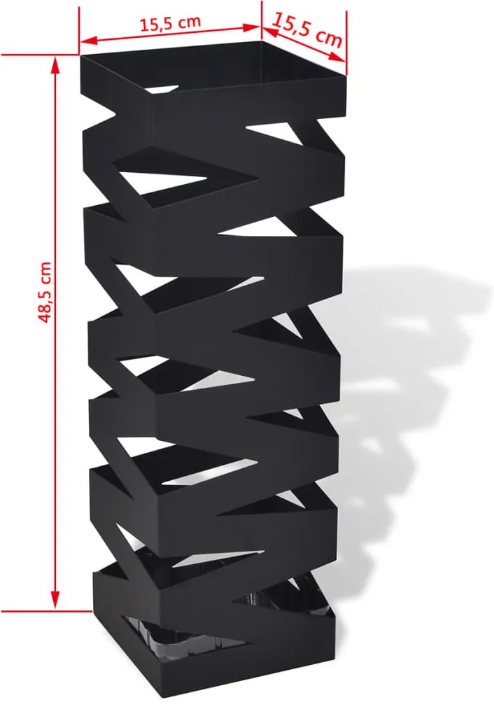 Suporte guarda-chuvas/de armazenamento quadrado preto aço 48,5 cm