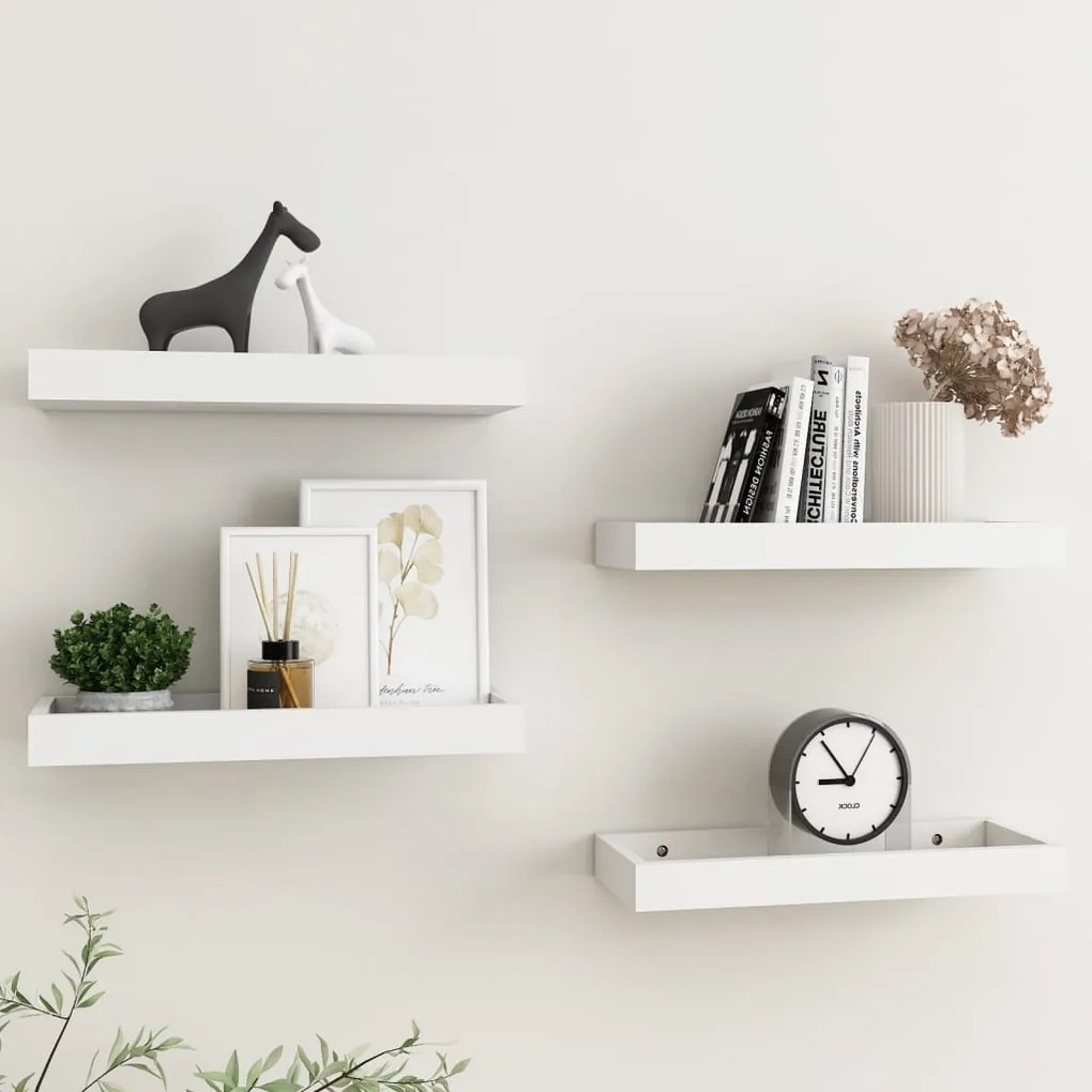 vidaXL Prateleiras de parede Loggia 4 pcs MDF 40x15x4 cm branco
