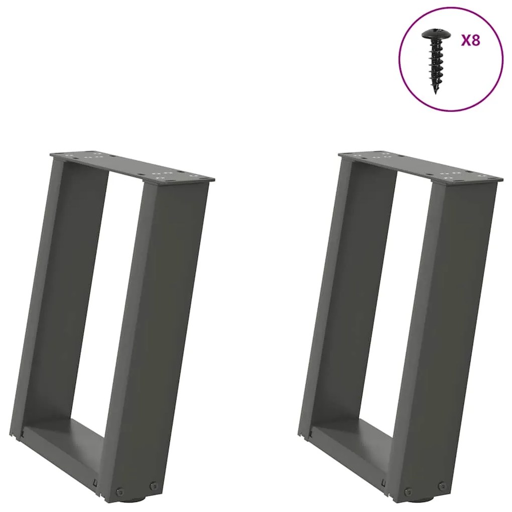 Pés para mesa de centro em formato de U, 2 peças, antracite, 28x(42-43