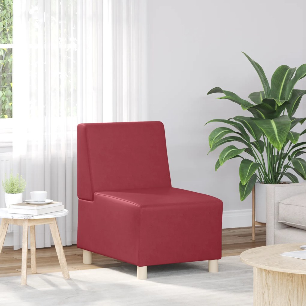 vidaXL Poltrona sem braços 55 cm couro artificial vermelho tinto