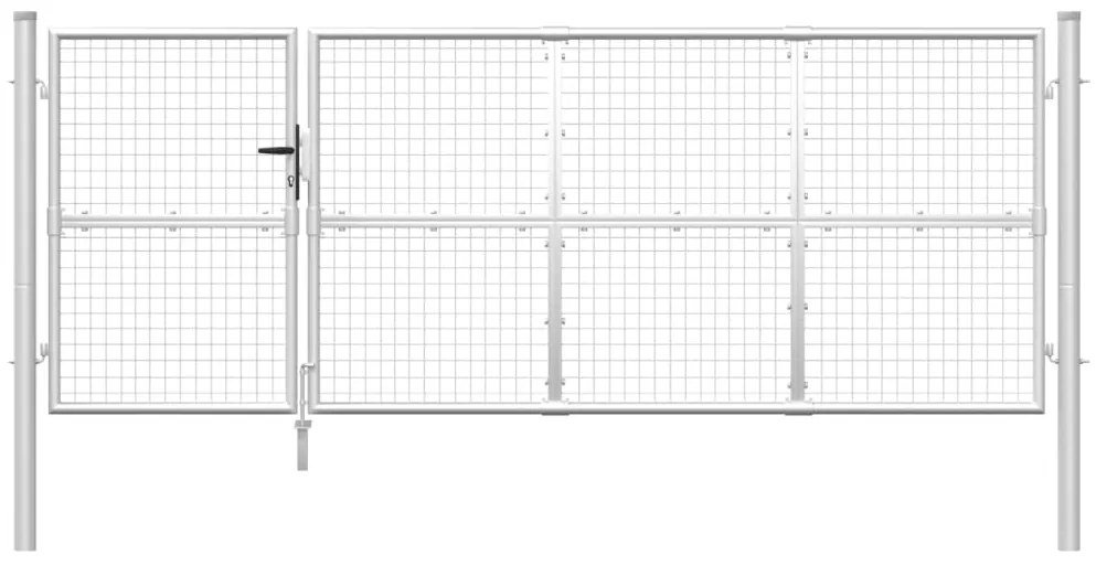 Portão de rede para jardim 350x175 cm aço galvanizado prateado