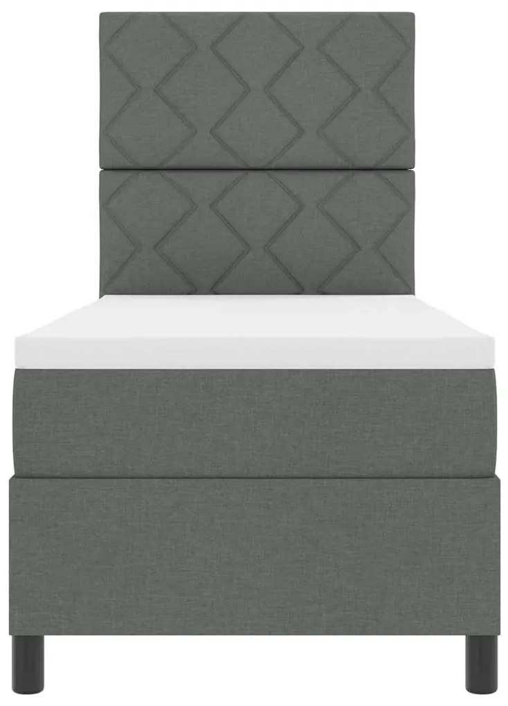 Cama Box Spring com Colchão Cinza Escuro 80x200 cm Tecido