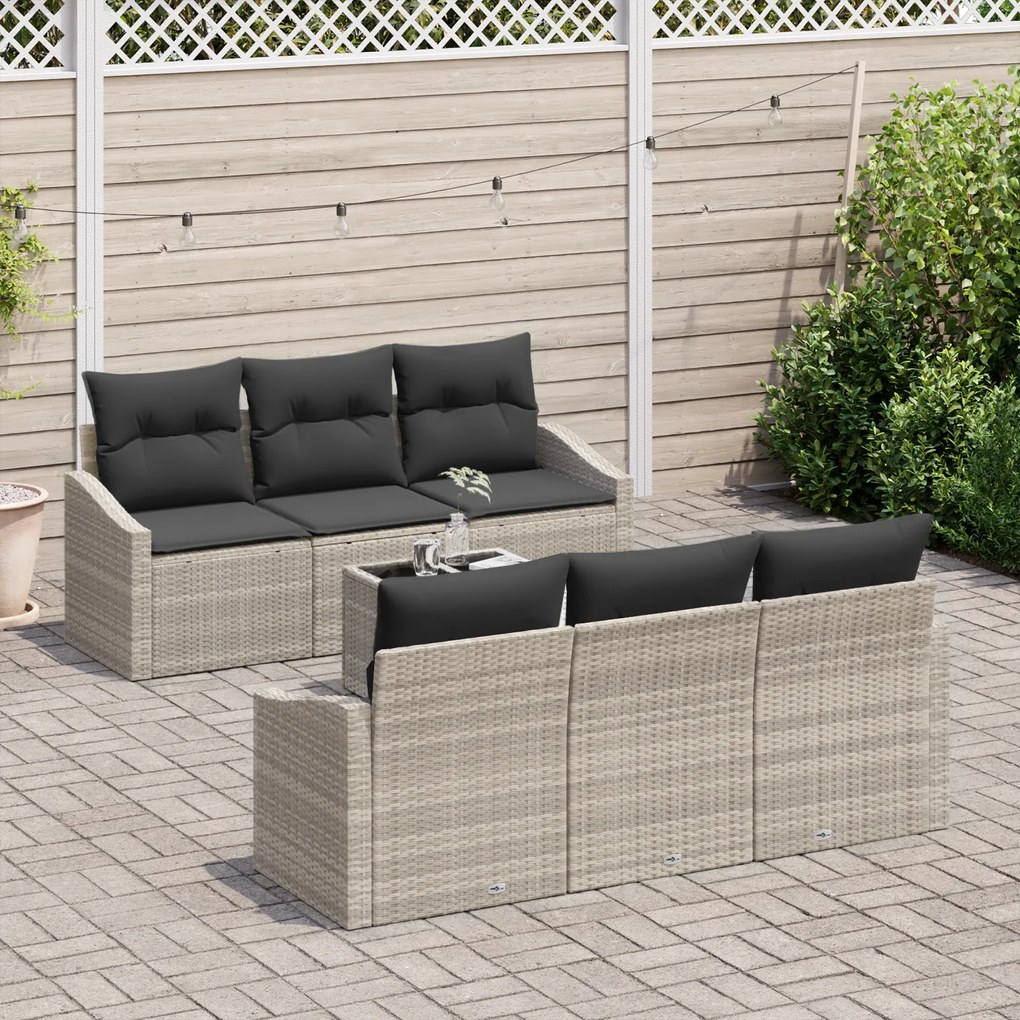Conjunto de Sofá para Jardim de 7 Peças com Almofadas Cinzento-claro d