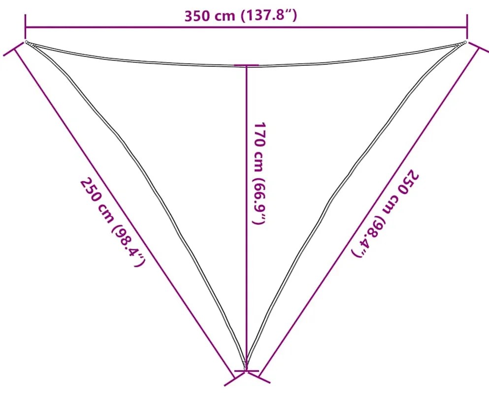 Para-sol vela triangular 160 g/m² 2,5x2,5x3,5 m PEAD areia