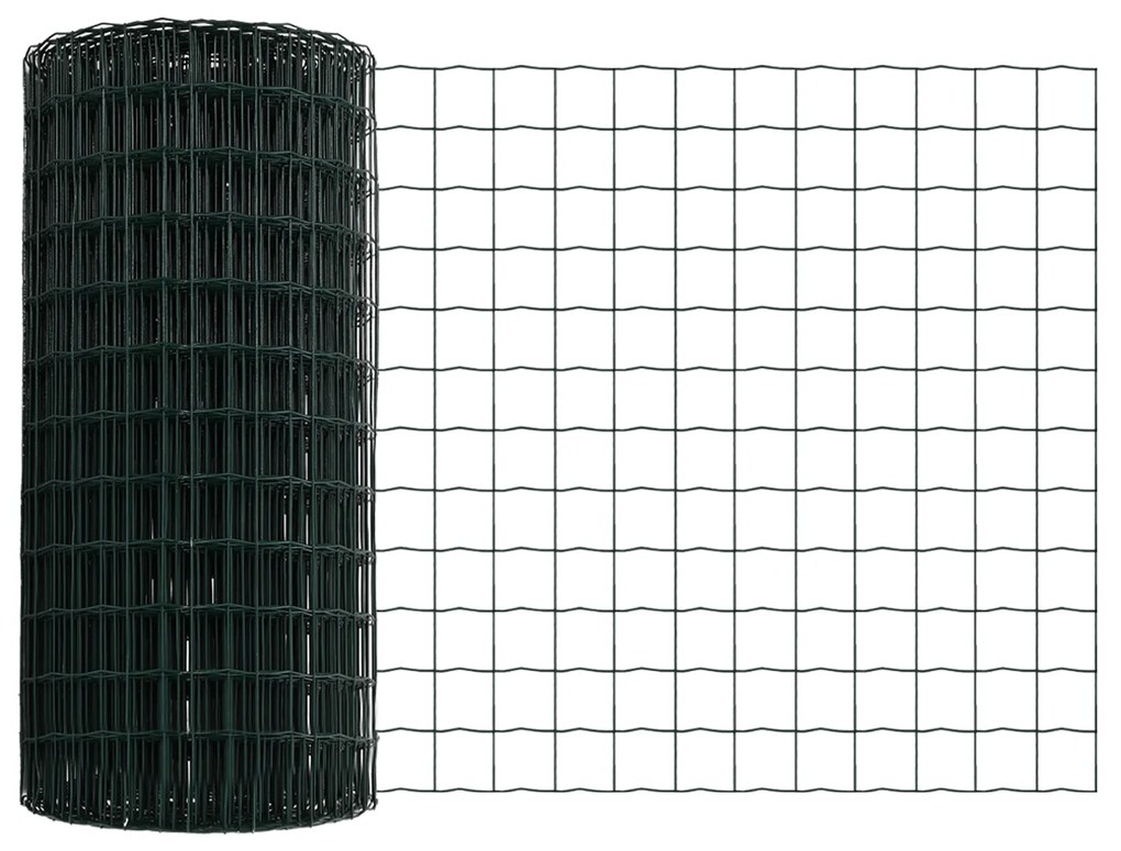 Cerca Euro com 13 Postes 0.6x25 m Aço Galvanizado Verde