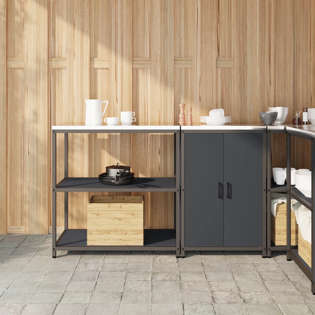 vidaXL Conjunto de Armazenamento de Cozinha 2 pcs Cinzento-escuro