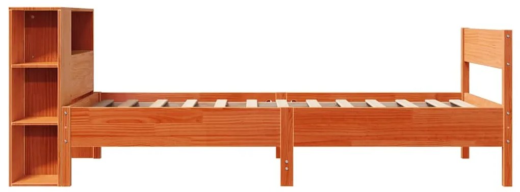 Cama com estante sem colchão 90x200cm pinho maciço castanho-mel