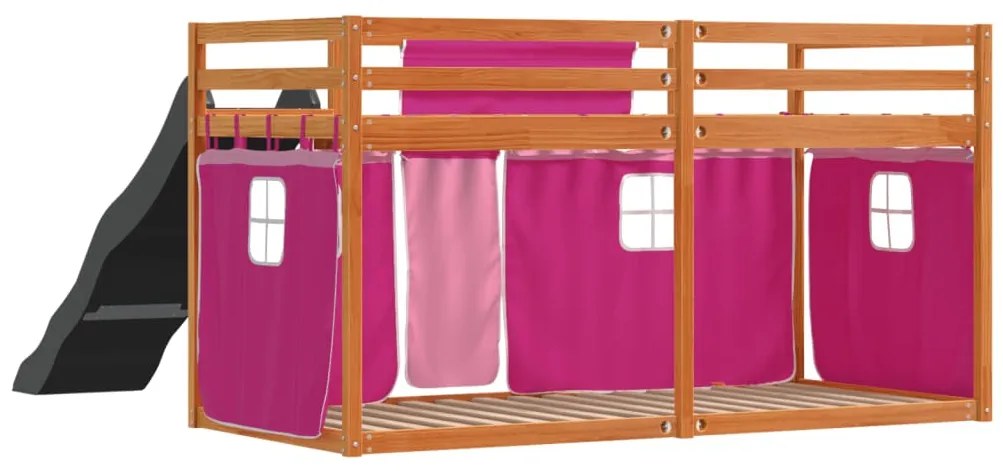 Beliche com escorrega e cortinas 90x190 cm rosa