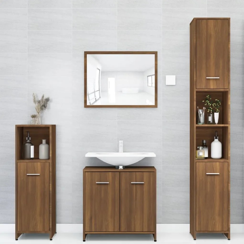 815521 vidaXL Armário WC 30x30x183,5cm derivados de madeira carvalho castanho
