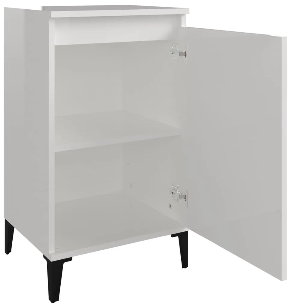 Mesa de cabeceira 40x35x70cm derivados madeira branco brilhante