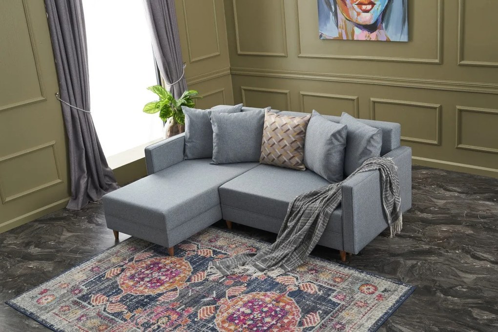 Sofá-Cama de Canto Aydam – Azul – 215x80x150 cm
