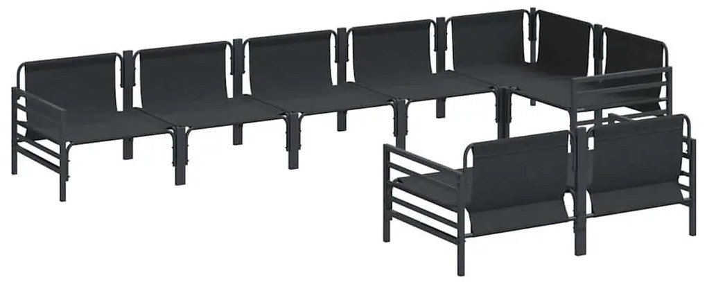 Conjunto de Sofá de Jardim 8 pcs Cinzento-escuro Aço