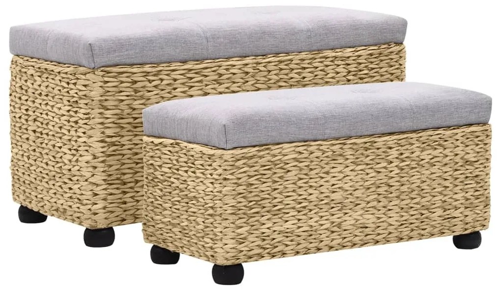 246107 vidaXL Conjunto de bancos 2 pcs erva marinha cinzento