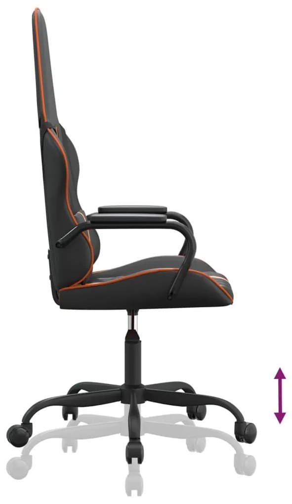 Cadeira gaming massagens couro artificial preto e laranja