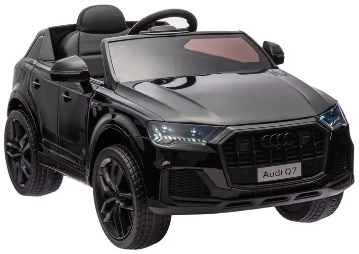 Carro elétrico infantil Audi Q7, 12V, módulo de música, banco em pele, pneus de borracha Preto