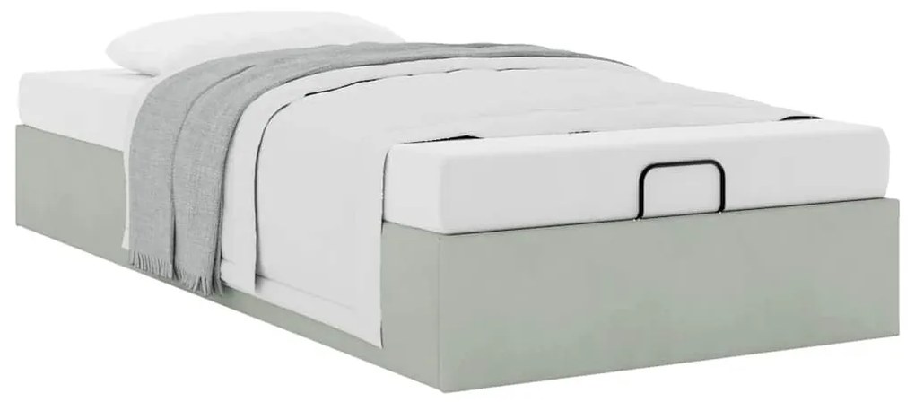 Otomano Bed Frame No Colchão Cinzento Claro 80x200 cm Veludo