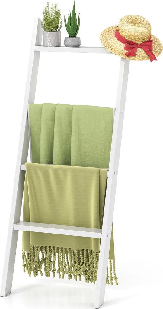 Suporte toalhas em forma escada de 4 níveis  50 × 7,5 × 137 cm Branco