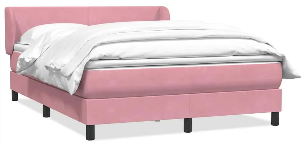 vidaXL Cama com molas/colchão 160x220 cm veludo rosa