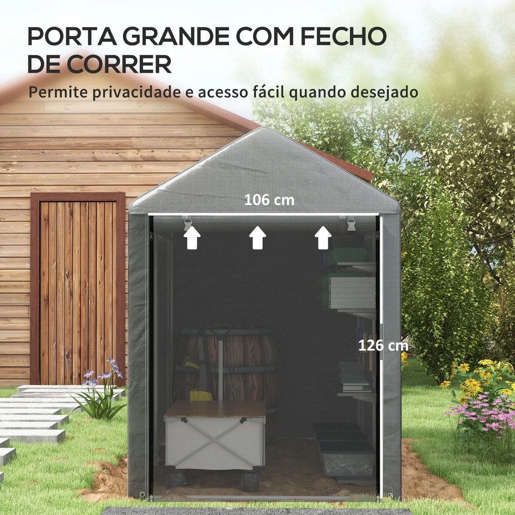 Abrigo para Ferramentas, Bicicletas e Motos - 1,2x1,8x1,65m em Aço Gal