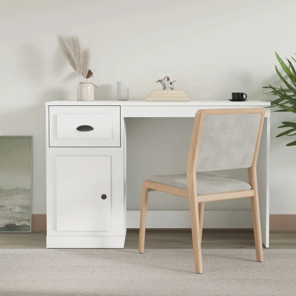 816472 vidaXL Secretária c/ gaveta 115x50x75 cm derivados de madeira branco
