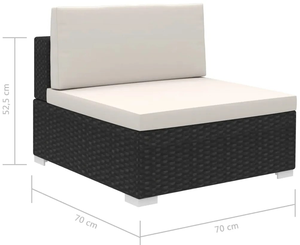 8 pcs conjunto lounge de jardim c/ almofadões vime PE preto