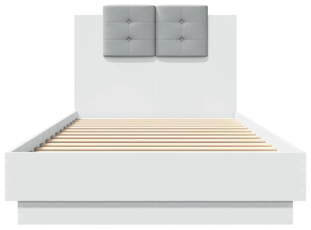 Estrutura de cama com cabeceira e luzes LED 100x200 cm branco